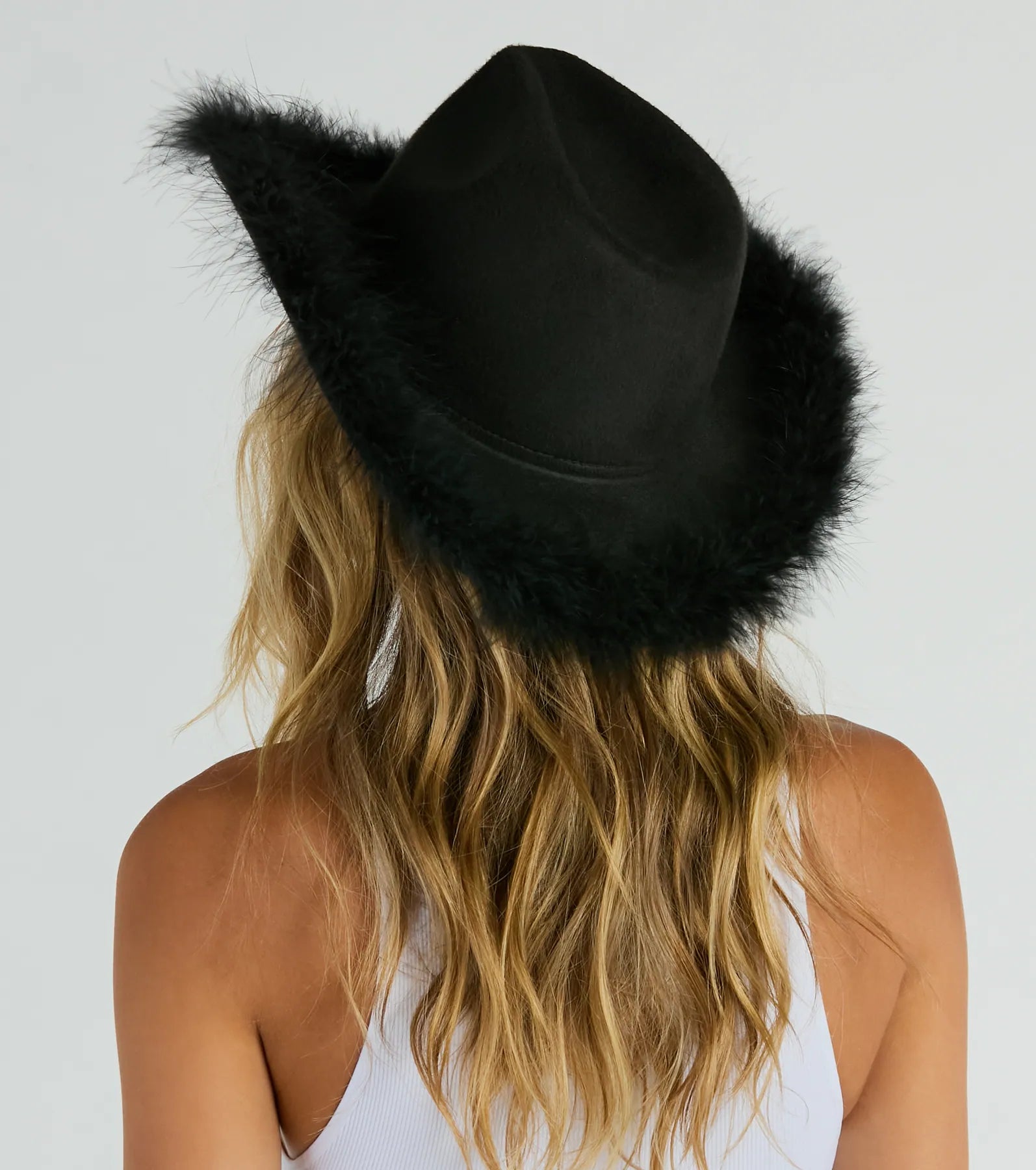 Western Chick Marabou Feather Cowboy Hat - Image 7