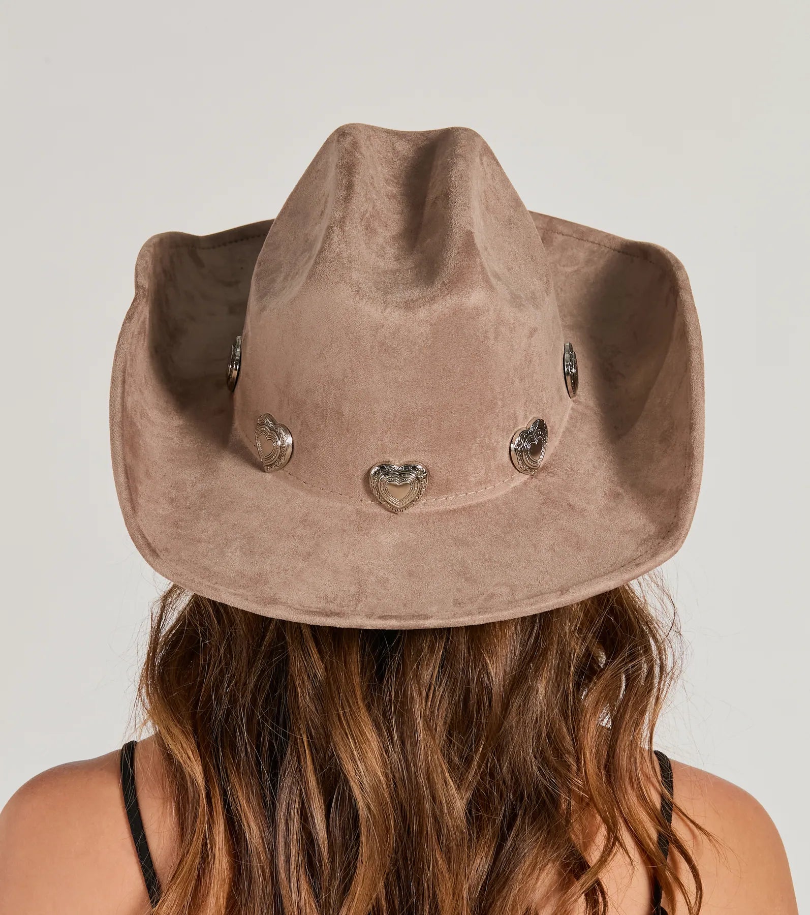 Western Heart Faux Suede Cowboy Hat - Image 6