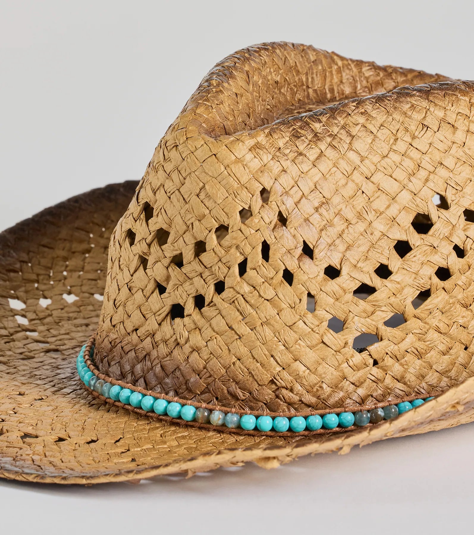 Country Babe Colored Stone Straw Cowboy Hat - Image 3