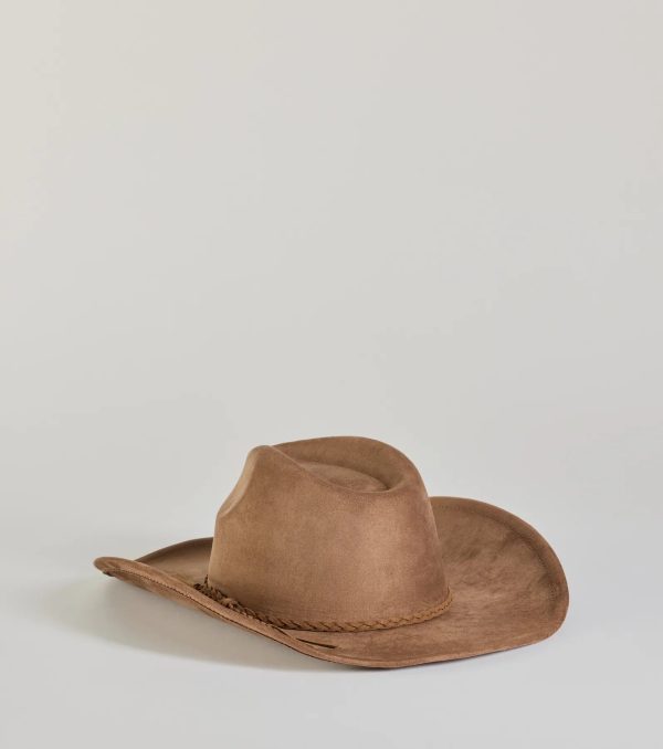 Wild West Braid Faux Suede Cowboy Hat - Image 2