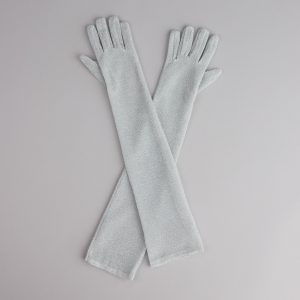 Shine On Glitter Mesh Long Gloves