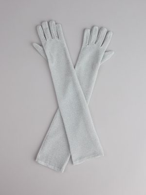 Shine On Glitter Mesh Long Gloves