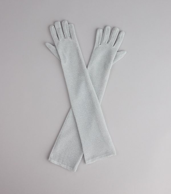 Shine On Glitter Mesh Long Gloves