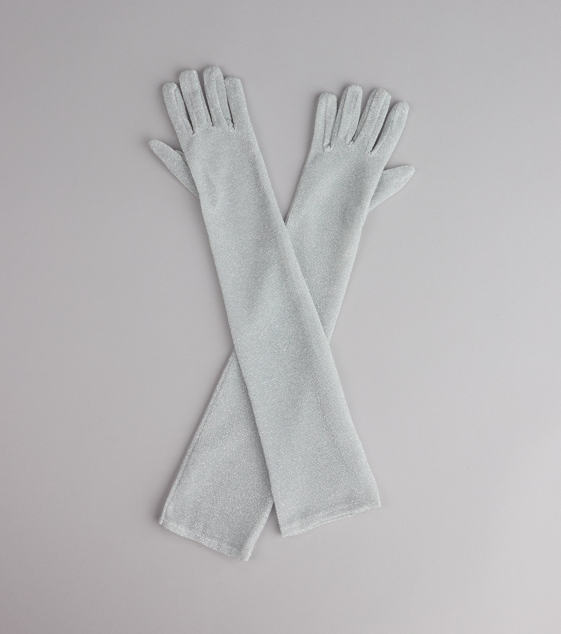 Shine On Glitter Mesh Long Gloves