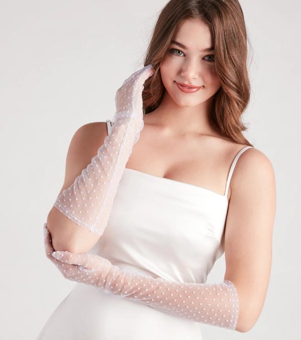 That's So Chic Polka Dot Mesh Gloves - Image 2
