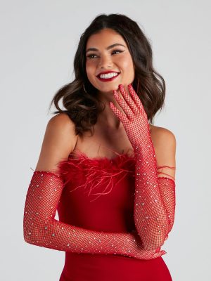 Glam Sparkle Rhinestone Fishnet Gloves