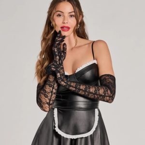 Maid To Flirt Long Sheer Lace Gloves