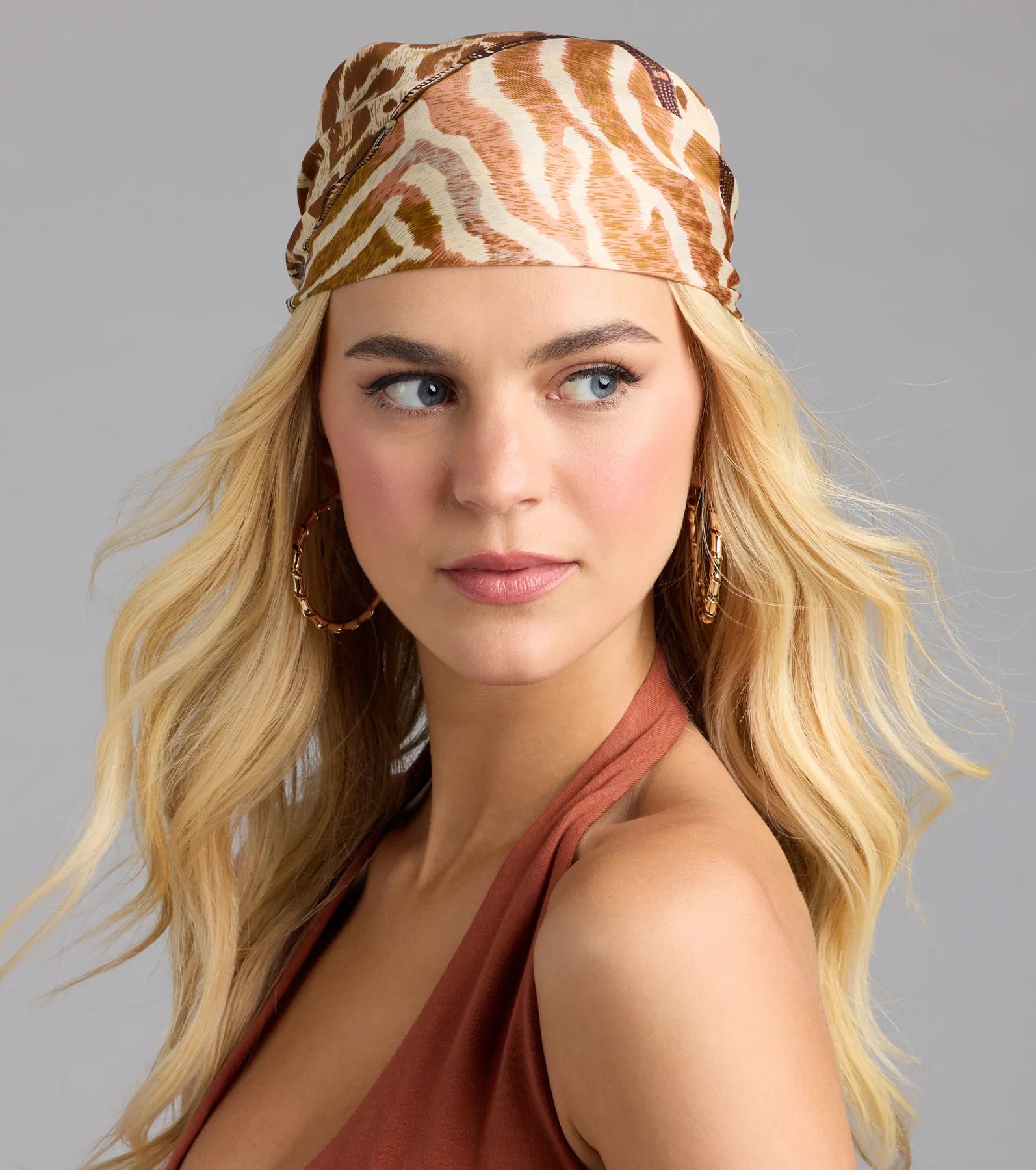 Vacay Bound Animal Print Satin Scarf - Image 4