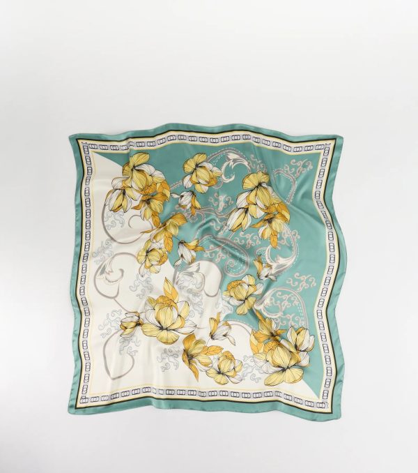 Charming Serenity Floral Satin Scarf - Image 2