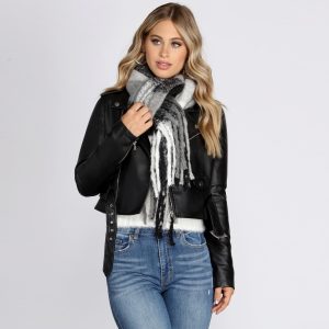 Shades Of Gray Plaid Scarf
