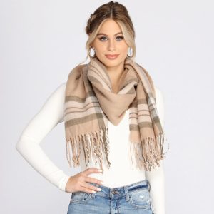 Classic Chic Plaid Fringe Scarf
