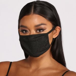 Floral Lace Face Mask With Earloops