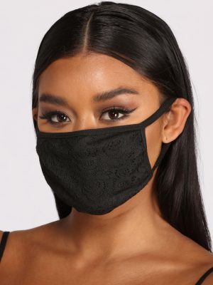 Floral Lace Face Mask With Earloops