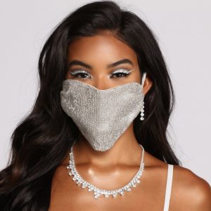 Rhinestone Face Mask With Earloops