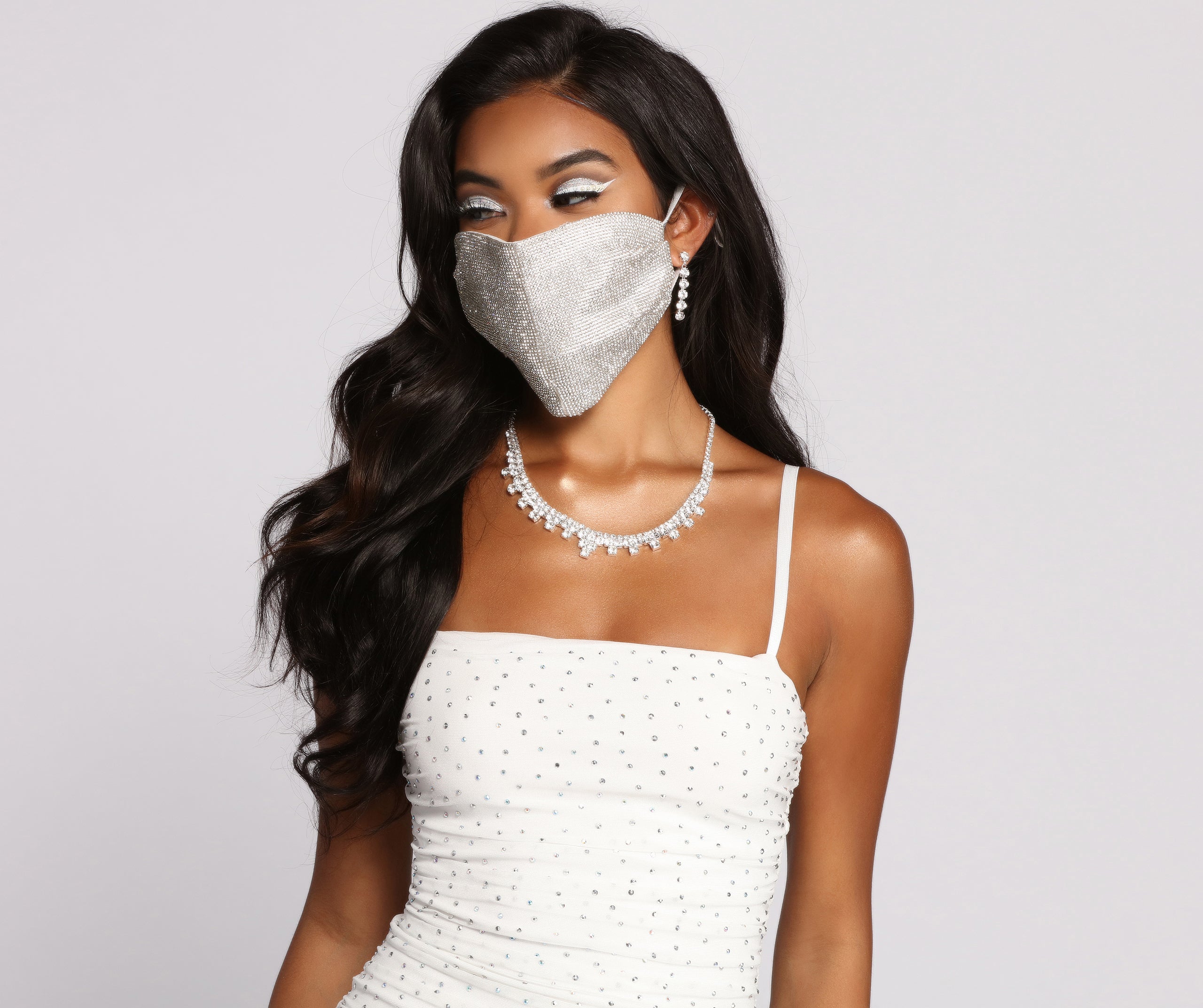 Rhinestone Face Mask With Earloops - Image 2