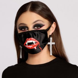 Halloween Vampire Fang Facial Mask With Earloops