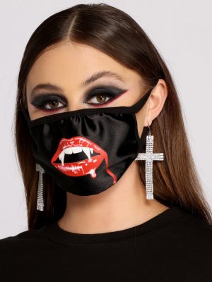 Halloween Vampire Fang Facial Mask With Earloops