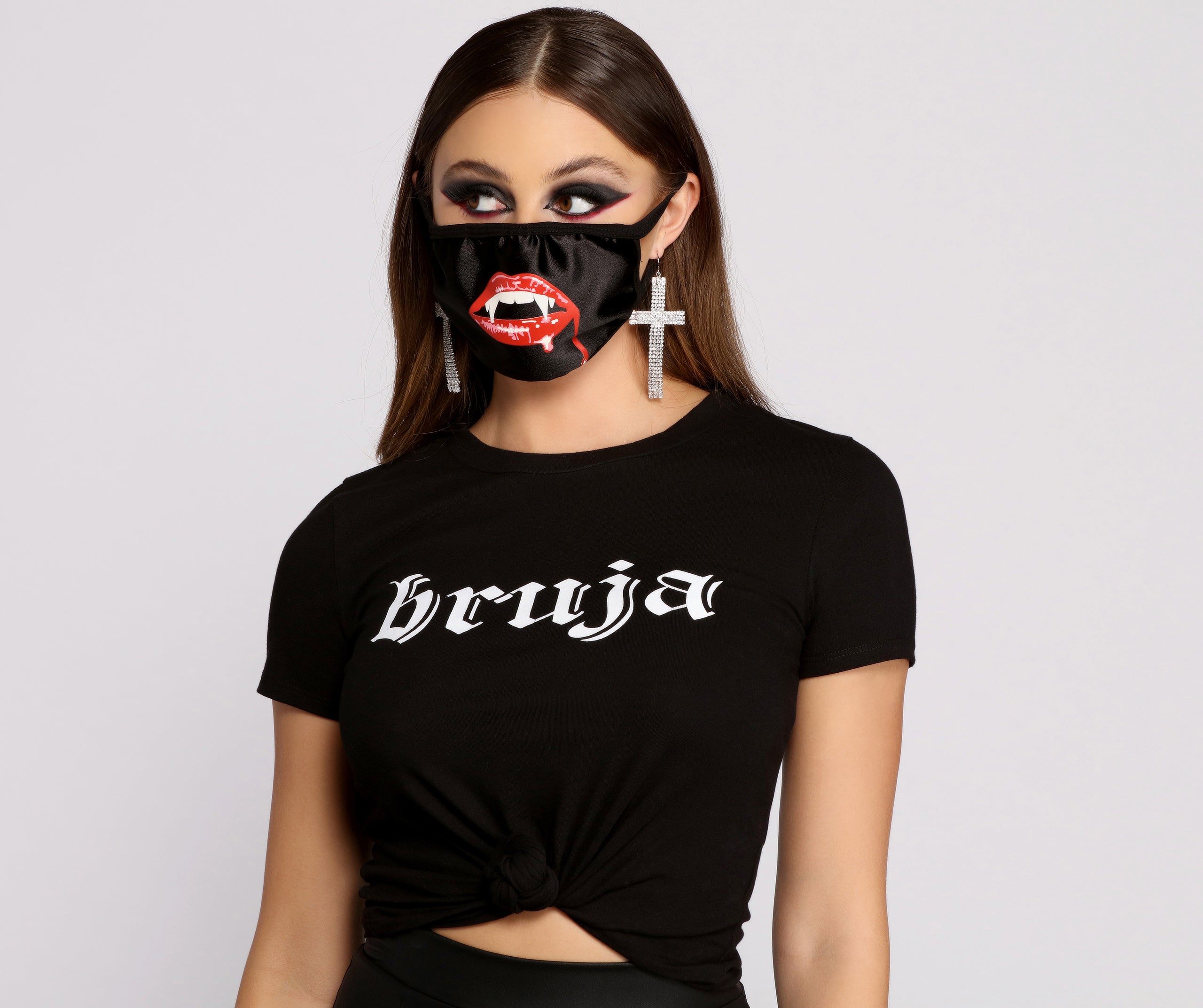 Halloween Vampire Fang Facial Mask With Earloops - Image 2