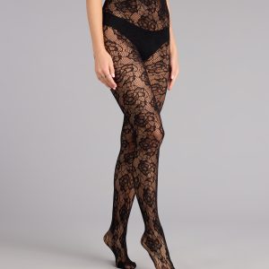 Dark Bloom Floral Lace Fishnet Tights