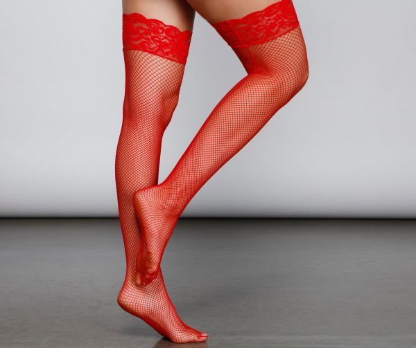 Sultry Babe Fishnet Thigh-High Stockings - Image 4