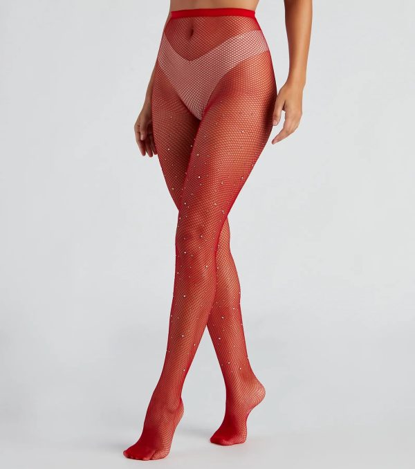 High Waist Heat Stone Fishnet Tights - Image 6