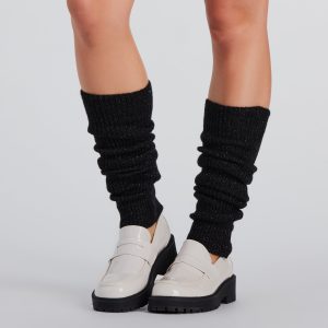 Cute And Cozy Lurex Ribbed Knit Leg Warmers