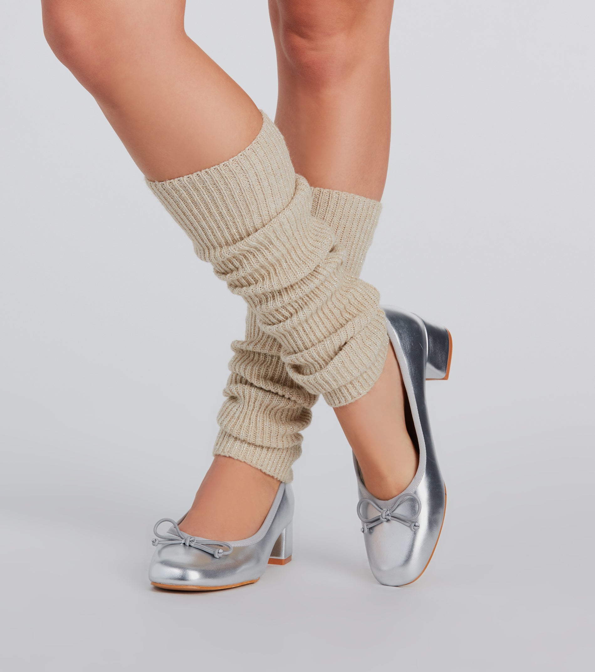 Cute And Cozy Lurex Ribbed Knit Leg Warmers - Image 3