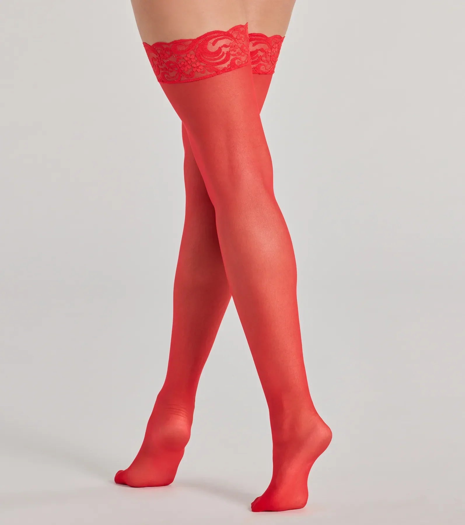 Sultry Style Lace Trim Sheer Stockings - Image 4