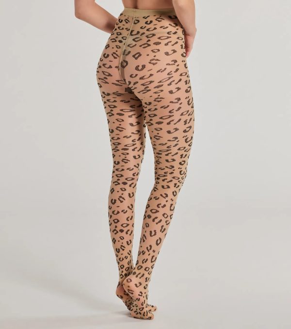 Fierce And Sultry Flocked Leopard Sheer Tights - Image 2