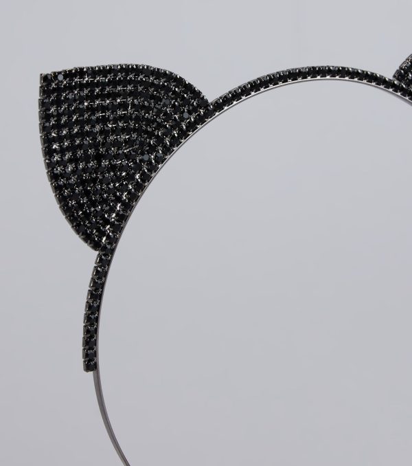 Purrfectly Glam Rhinestone Cat Ears Headband - Image 3