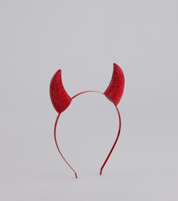 Wicked Glam Rhinestone Devil Horns Headband - Image 2