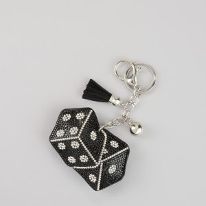 Roll With It Rhinestone Dice Keychain