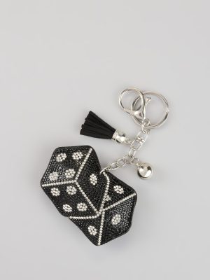 Roll With It Rhinestone Dice Keychain