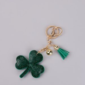 Lucky You Rhinestone Clover Keychain
