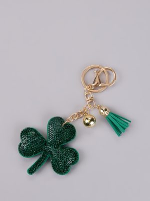 Lucky You Rhinestone Clover Keychain