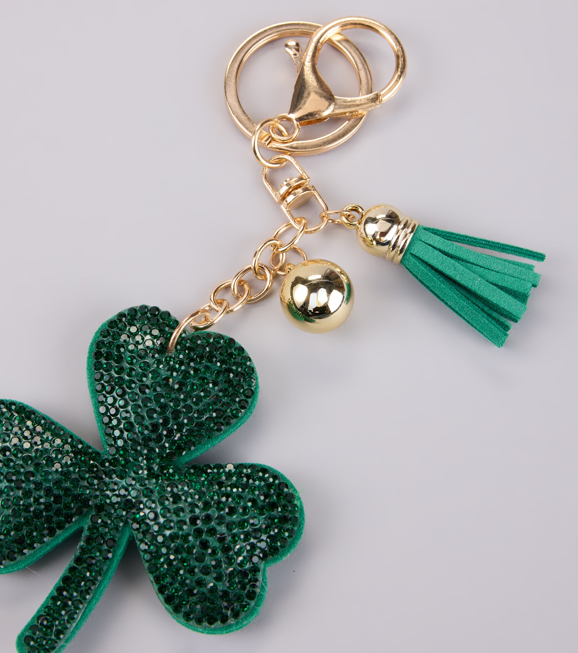 Lucky You Rhinestone Clover Keychain - Image 2