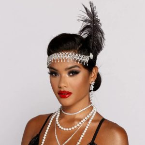 Roaring 20's Cutie Feathered Rhinestone Headband