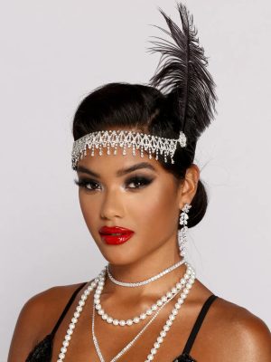 Roaring 20's Cutie Feathered Rhinestone Headband