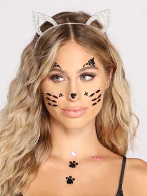 Halloween Rhinestone Cut Out Cat Ears