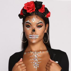 Night of the Skeleton Adhesive Body and Face Iridescent Gems