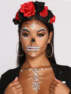 Night of the Skeleton Adhesive Body and Face Iridescent Gems