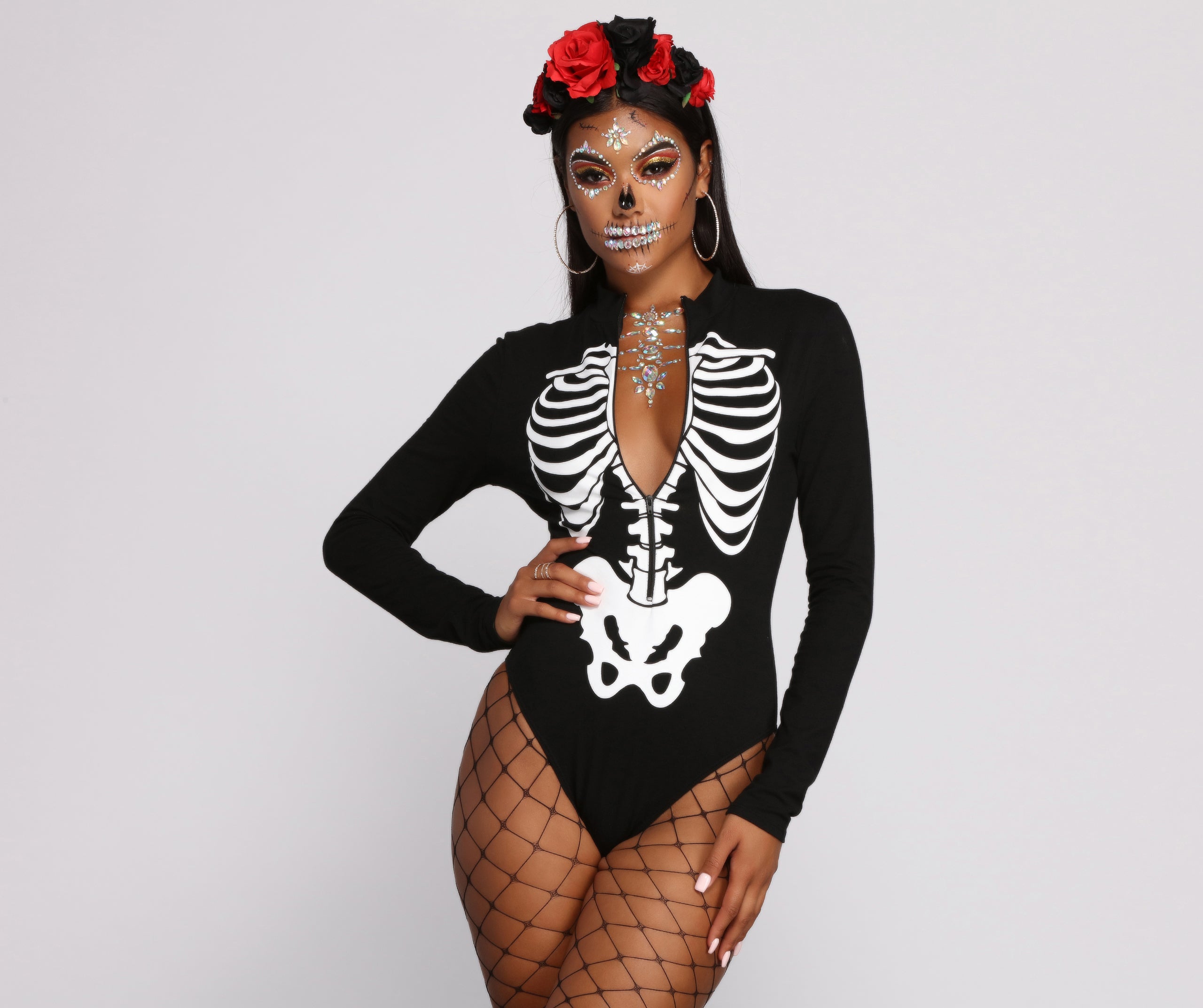 Night of the Skeleton Adhesive Body and Face Iridescent Gems - Image 2
