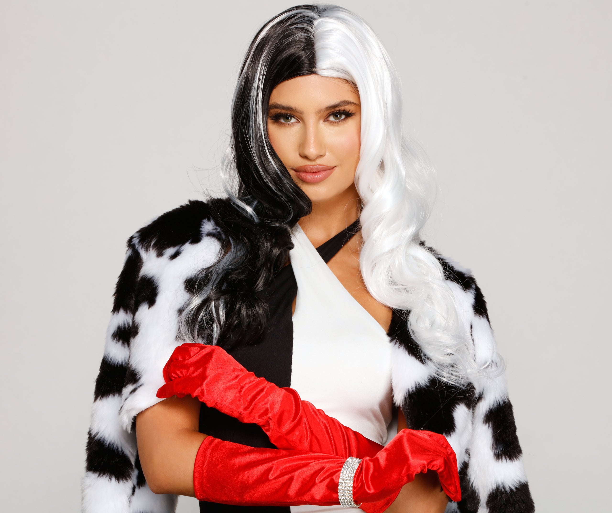 Villainous Diva Black And White Long Wig - Image 2
