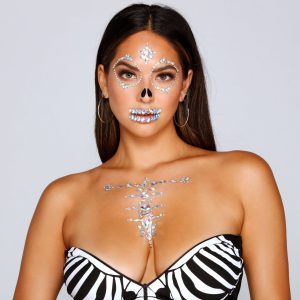 Spooky Skeleton Adhesive Body and Face Iridescent Gems