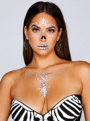 Spooky Skeleton Adhesive Body and Face Iridescent Gems