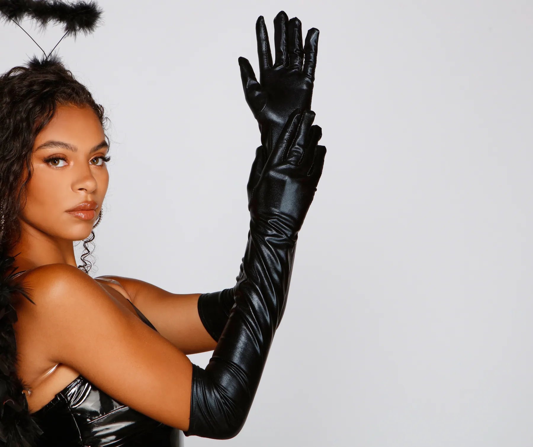 Luxe Lady Halloween Satin Sheen Gloves - Image 5