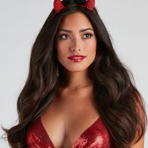 Devious Hottie Rhinestone Horn Headband