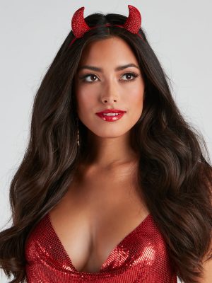 Devious Hottie Rhinestone Horn Headband