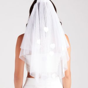 Bridal Babe Heart Applique Tulle Veil