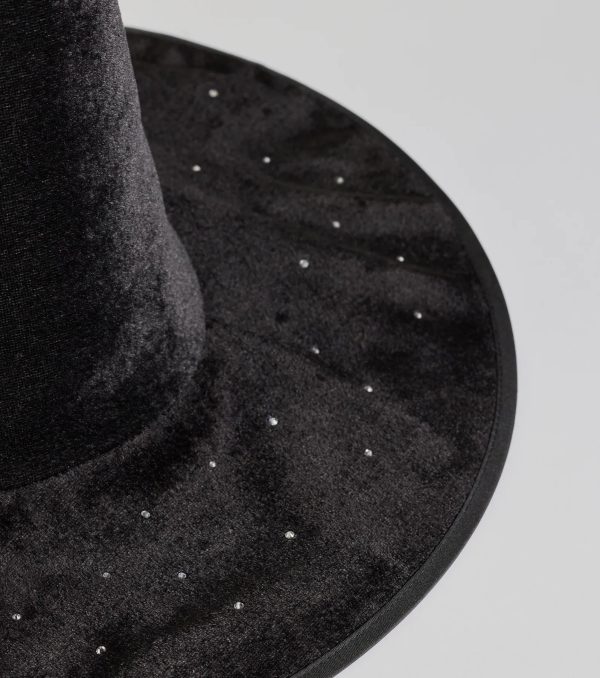 Bewitched Spellcaster Velvet Rhinestone Witch Hat - Image 2